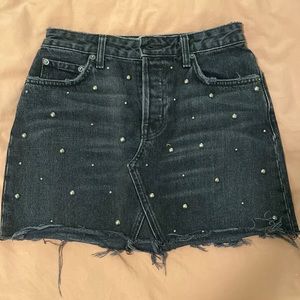 Reformation studded denim skirt